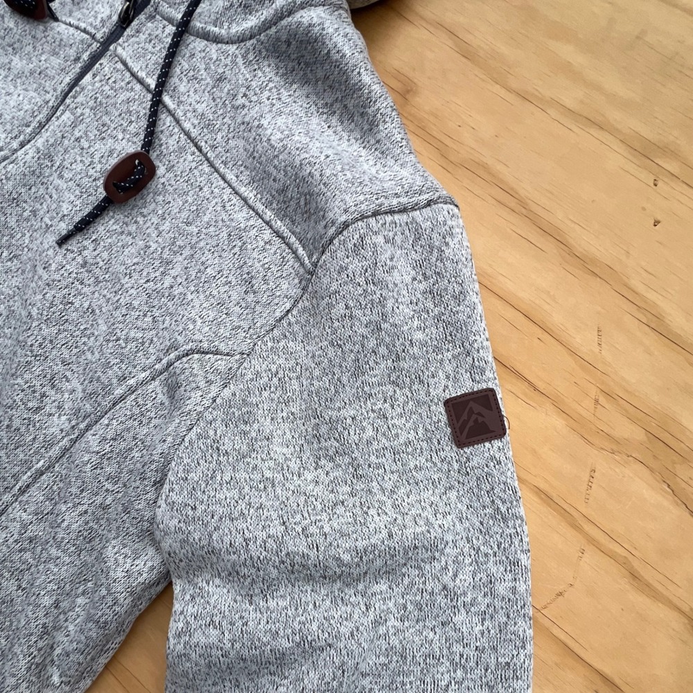 Rugged Elements Mens Gray Sherpa Lined Full Zip Sweater Fleece Hoodie Jacket L - Picture 2 of 10